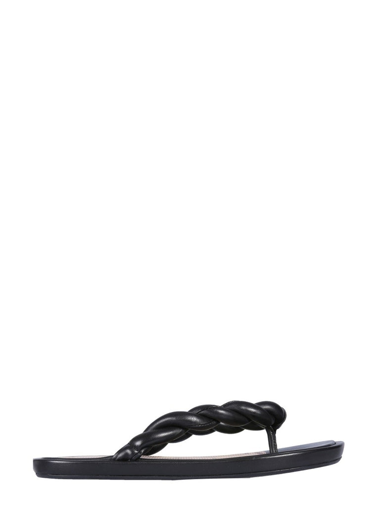 LEATHER SLIDE SANDALS