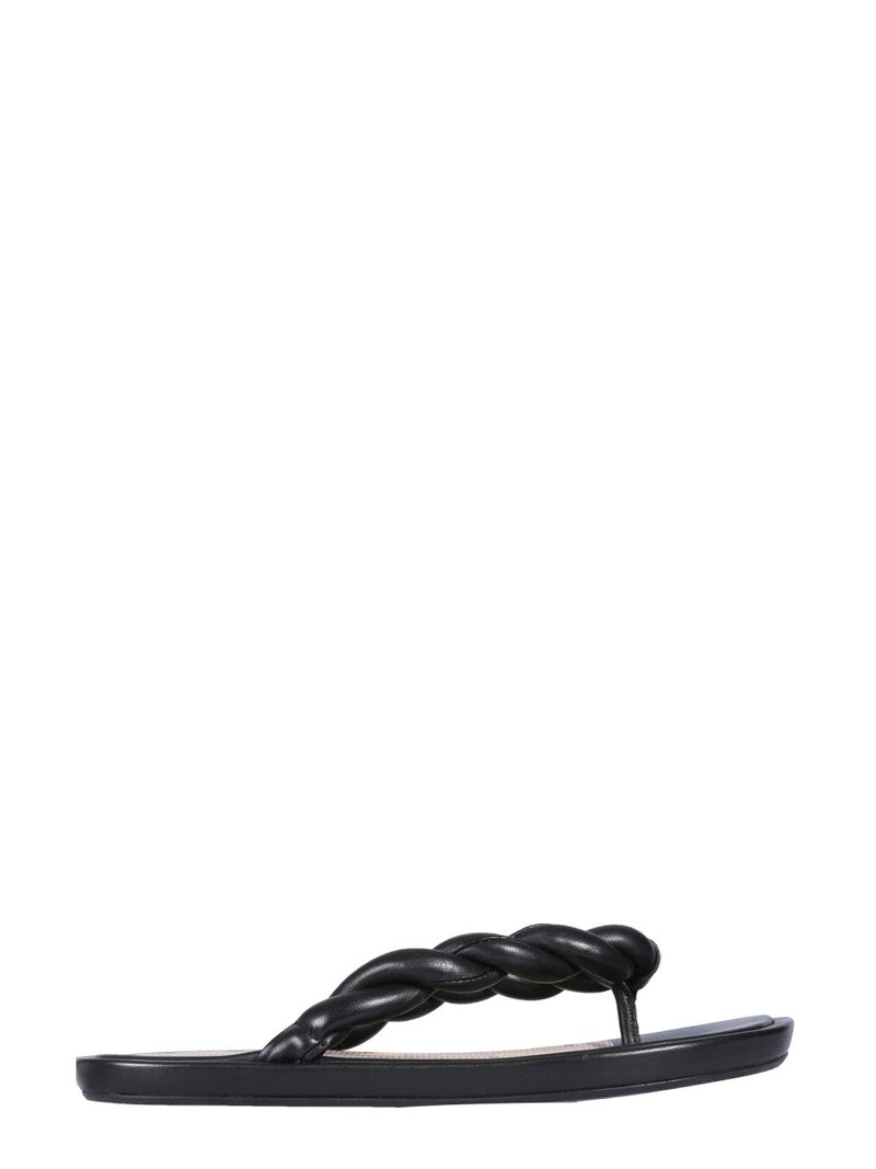 LEATHER SLIDE SANDALS