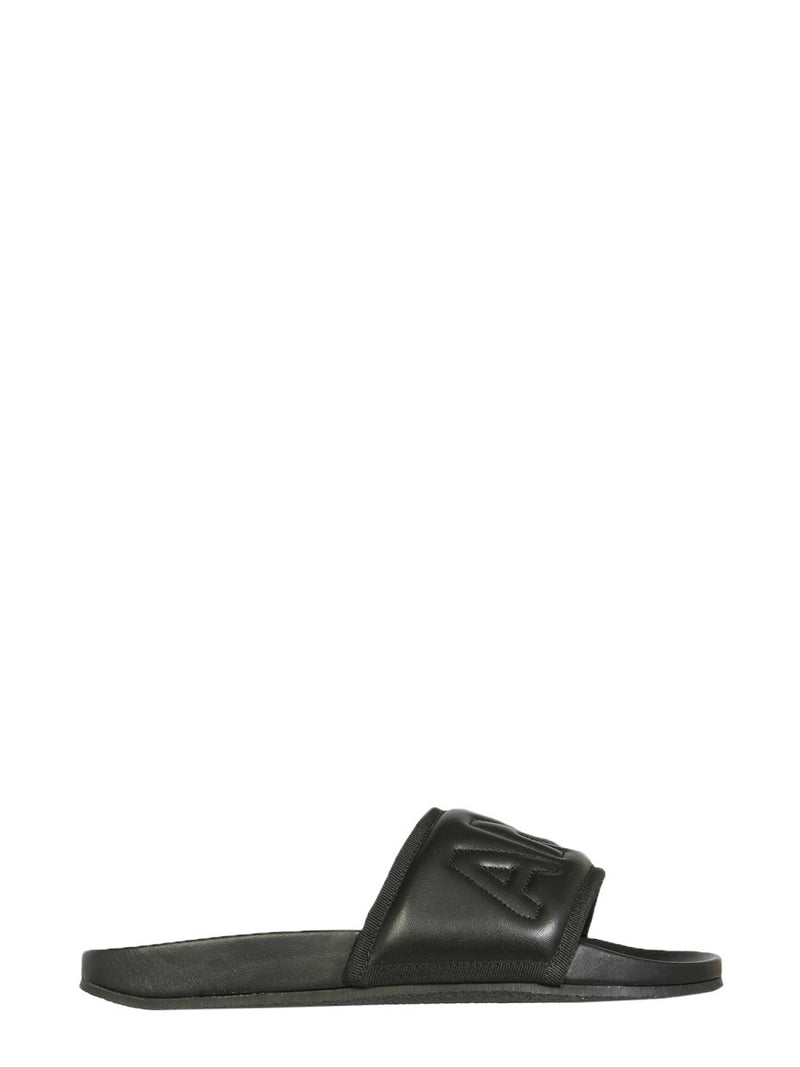 LEATHER SLIDE SANDALS