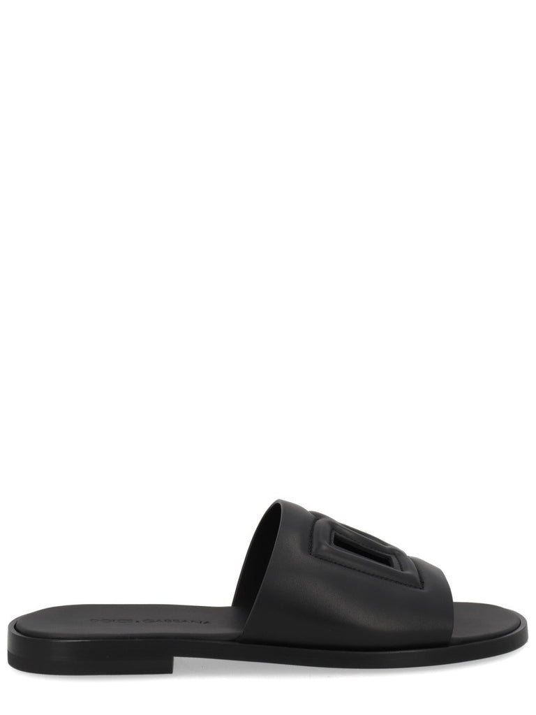LEATHER SLIDE WITH LOGO