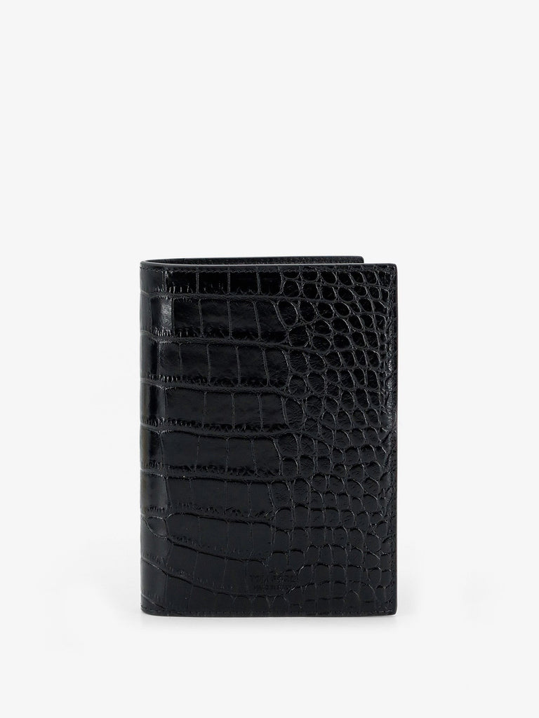 Leather wallet with crocodile print