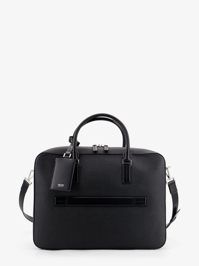 Leather work bag with front lettering logo