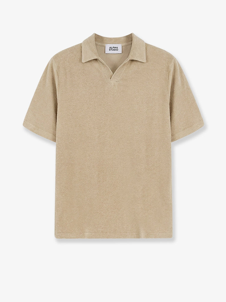 Linen and cotton blend polo shirt