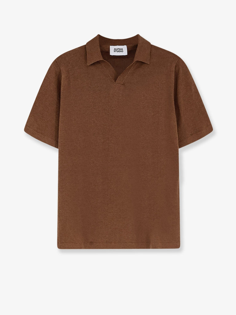 Linen and cotton blend polo shirt