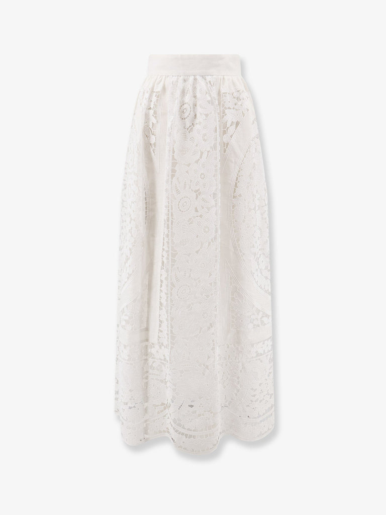 Linen and cotton skirt with laces embroidery