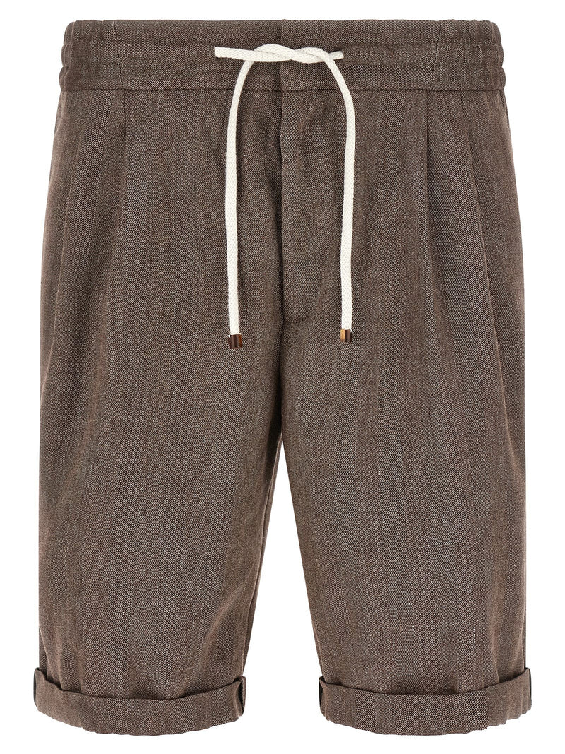 Linen and wool bermuda shorts