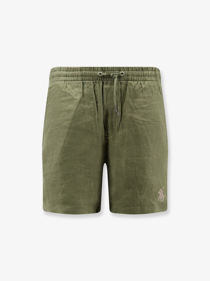 Linen bermuda shorts with embroidered logo