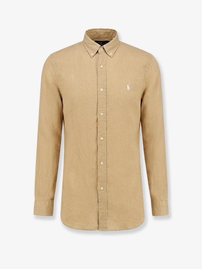Linen shirt with logo embroidery