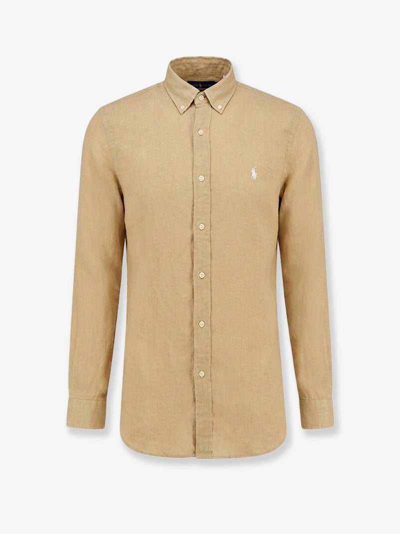 Linen shirt with logo embroidery