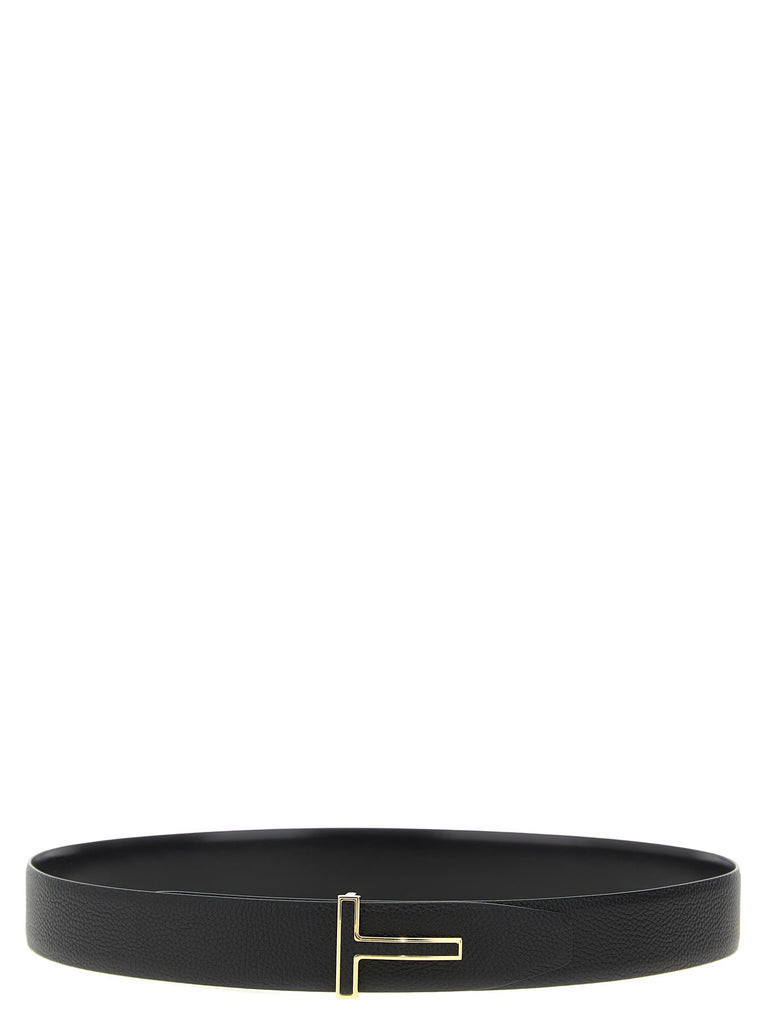Logo buckle reversible belt
