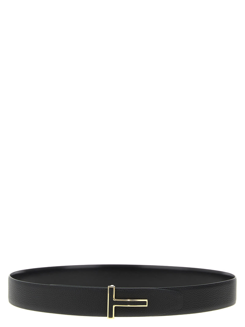 Logo buckle reversible belt