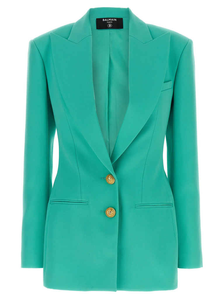 Logo button double-breasted blazer