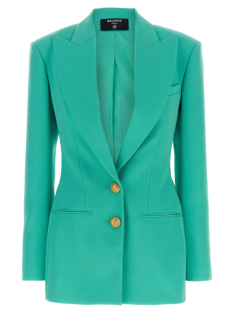 Logo button double-breasted blazer