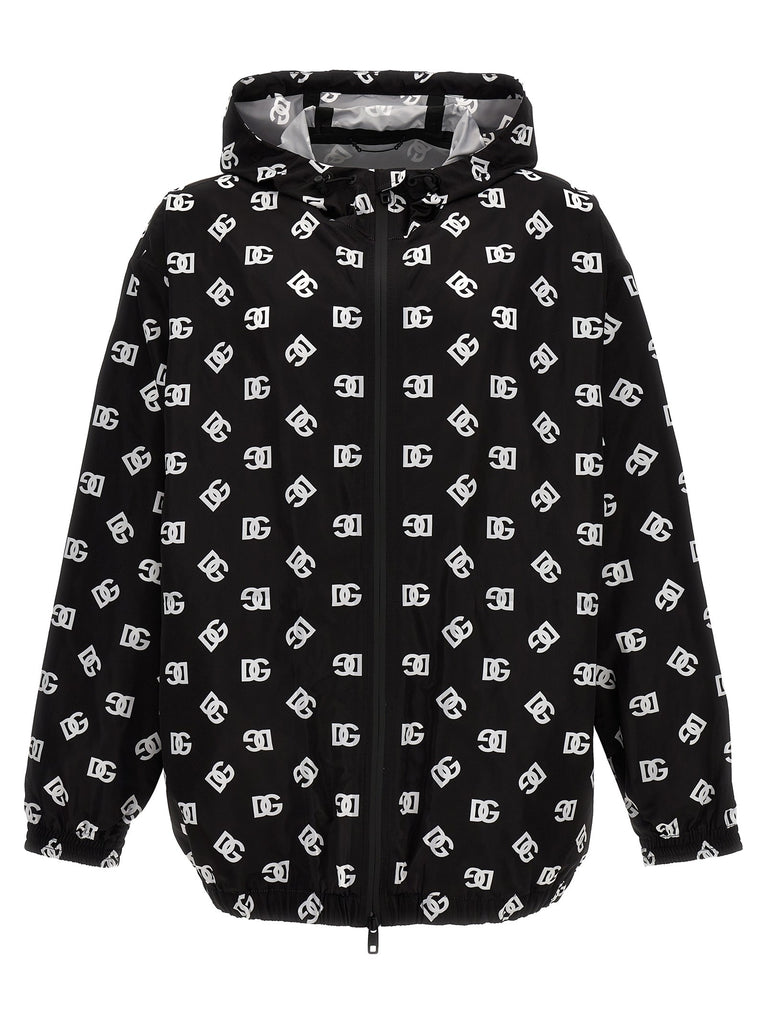 Logo print hooded jacket