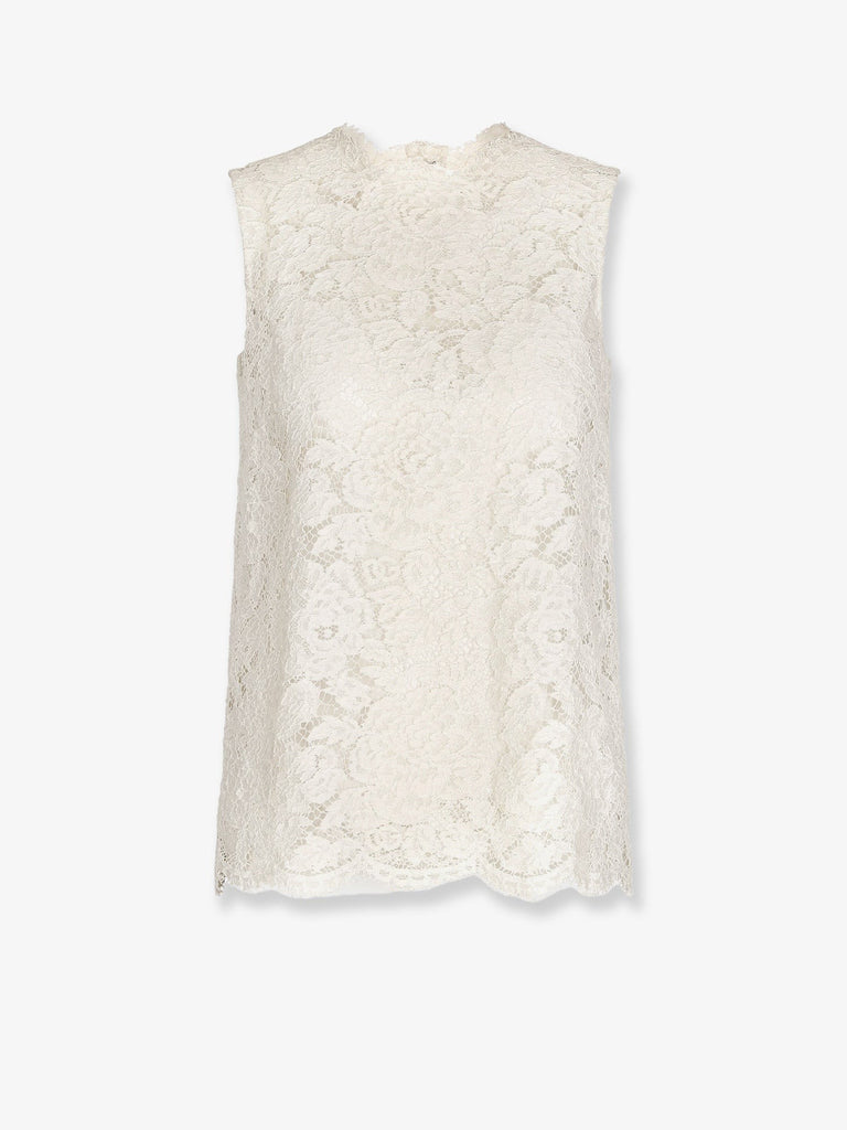 Logoed stretch lace top