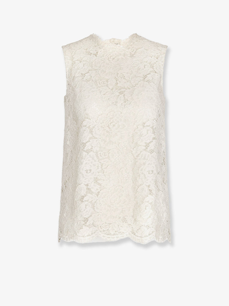 Logoed stretch lace top