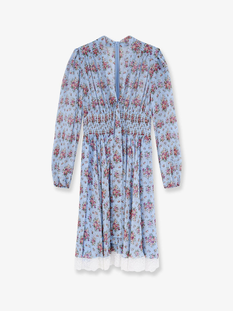 Long chiffon dress with Stampa Mazzo di Fiori print