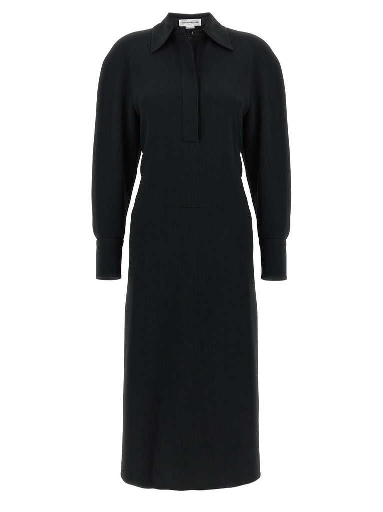 'Long Sleeve Polo Collar Midi' dress