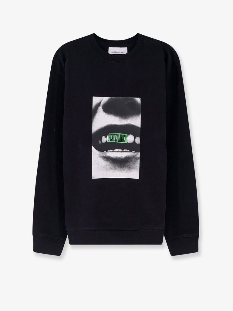 Loose Fit Crewneck Smile Print Sweatshirt