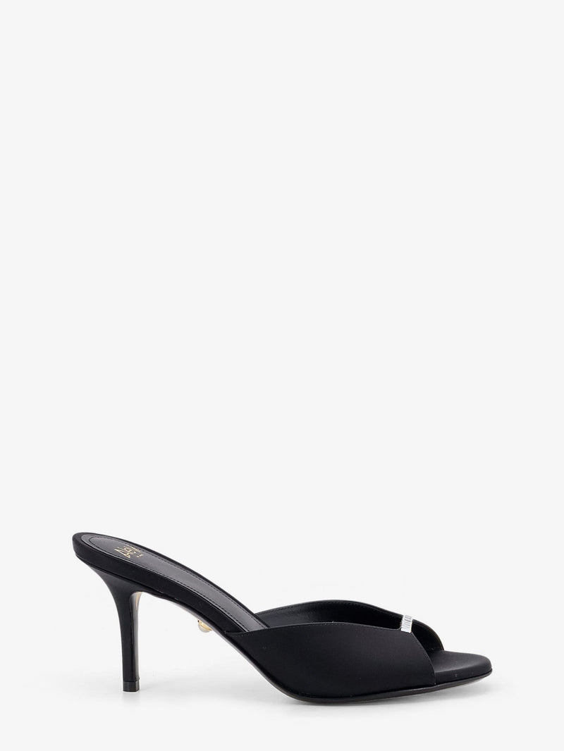 Luana satin sandals with rhinestone detail on the front