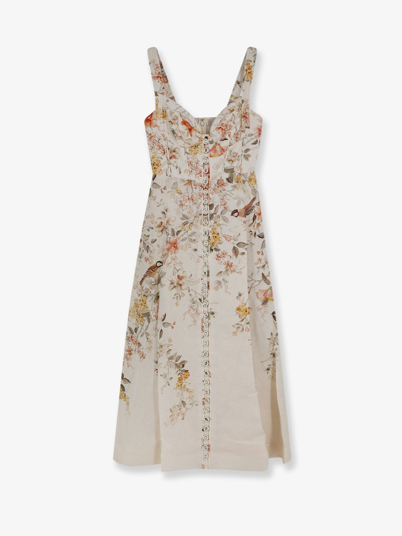 Luna linen midi dress with all-over floral print