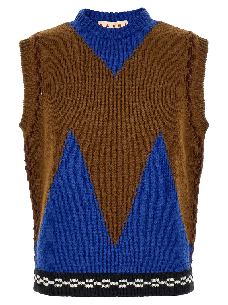 M-shaped intarsia vest