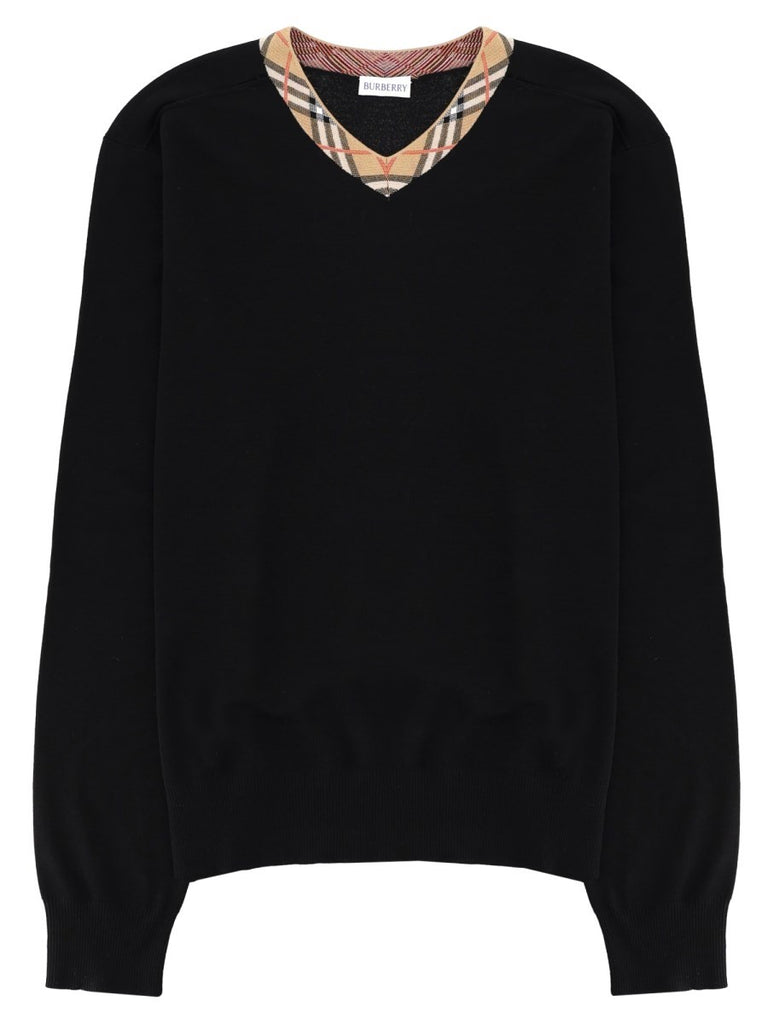 MAGLIA IN LANA MERINO CON SCOLLO "CHECK"