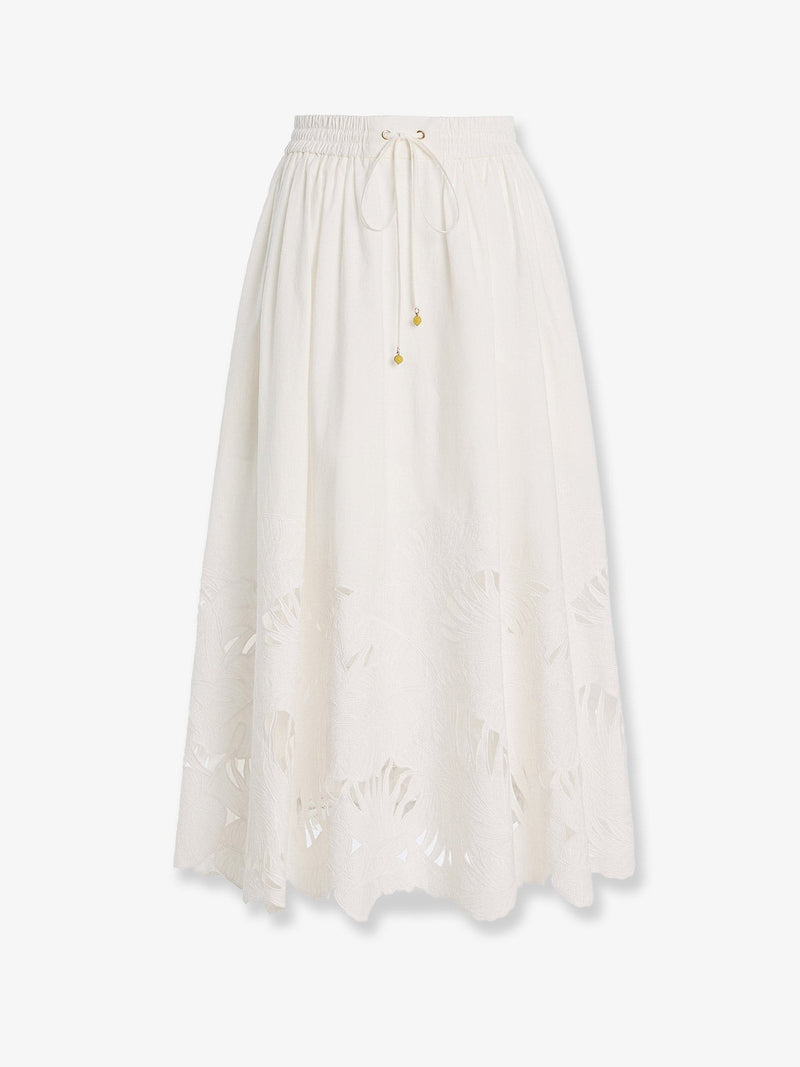 Mahon cotton skirt with embroidered detail on the bottom
