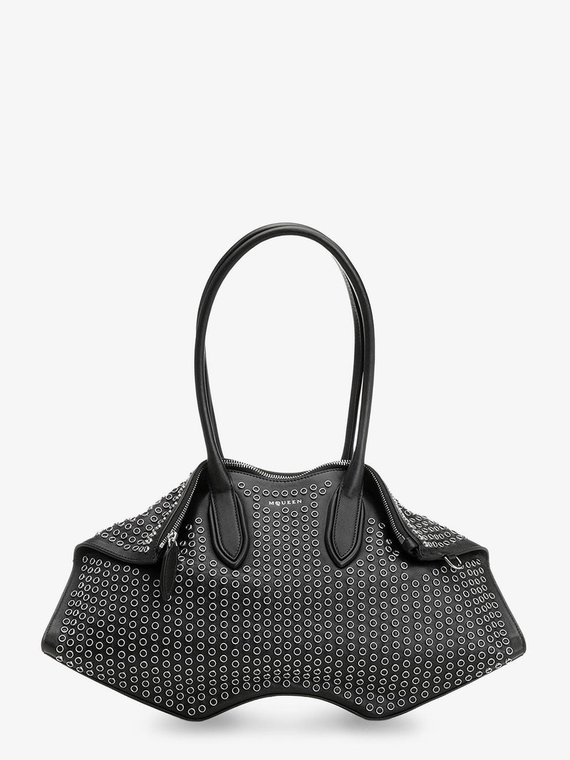 Manta leather shoulder bag with all-over metal details