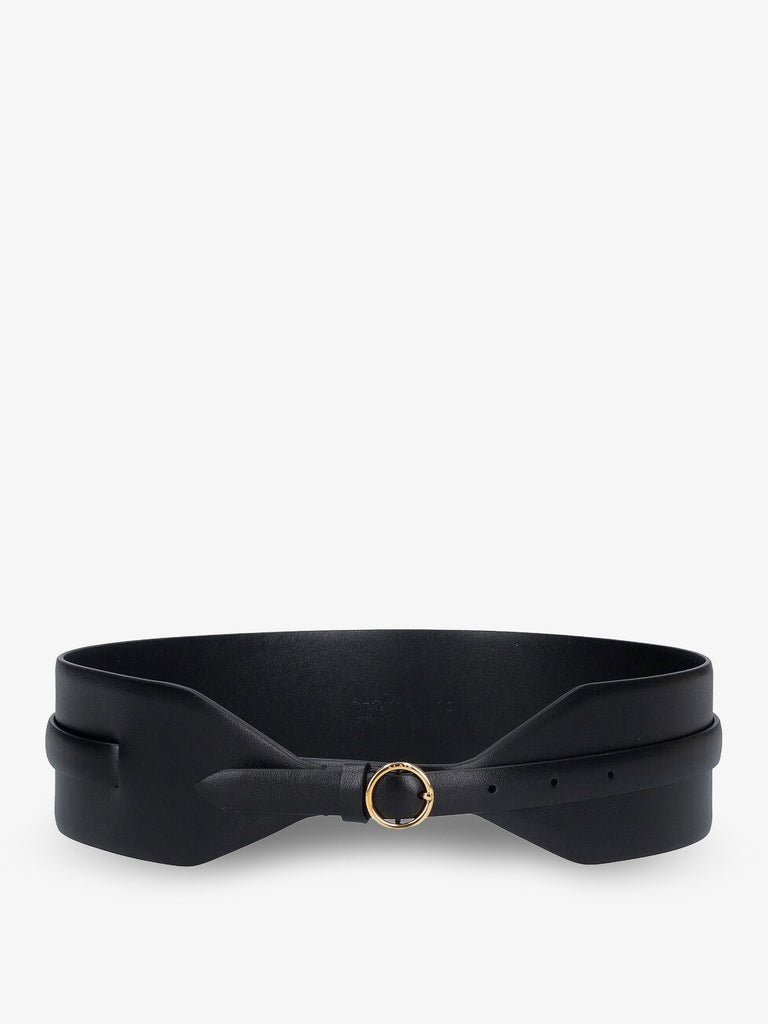 Maxi leather belt with metal buckle