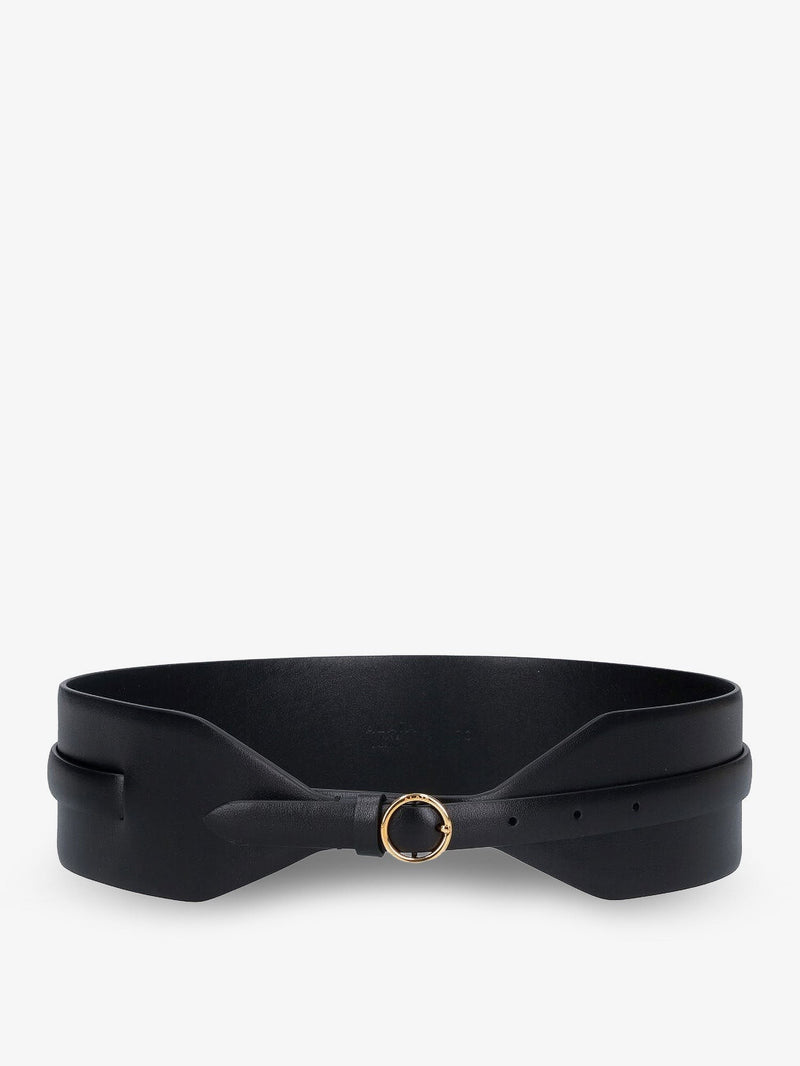 Maxi leather belt with metal buckle