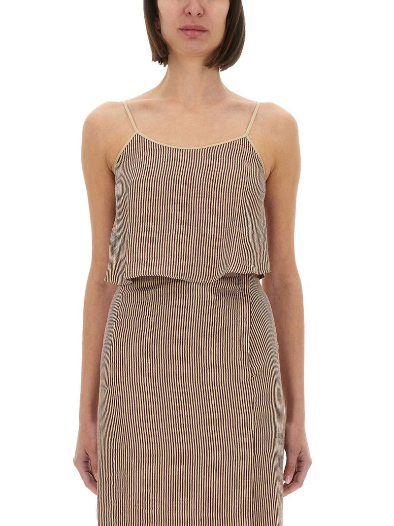 "MICRO STRIPE" TOP WITH LACES