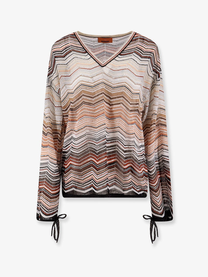 Multicolor viscose and metallic fiber sweater