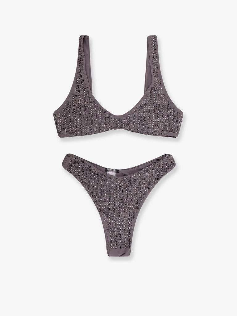 Nylon bikini with all-over rhinestones