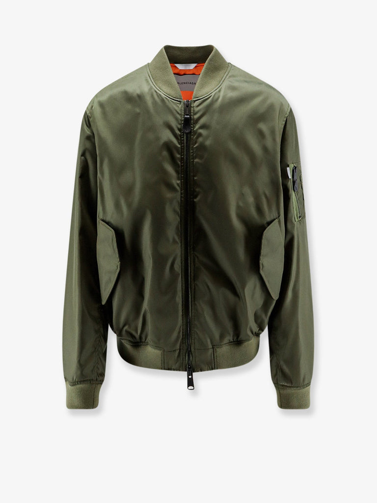 Nylon bomber with orange lining