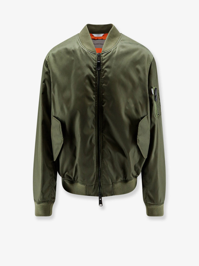 Nylon bomber with orange lining