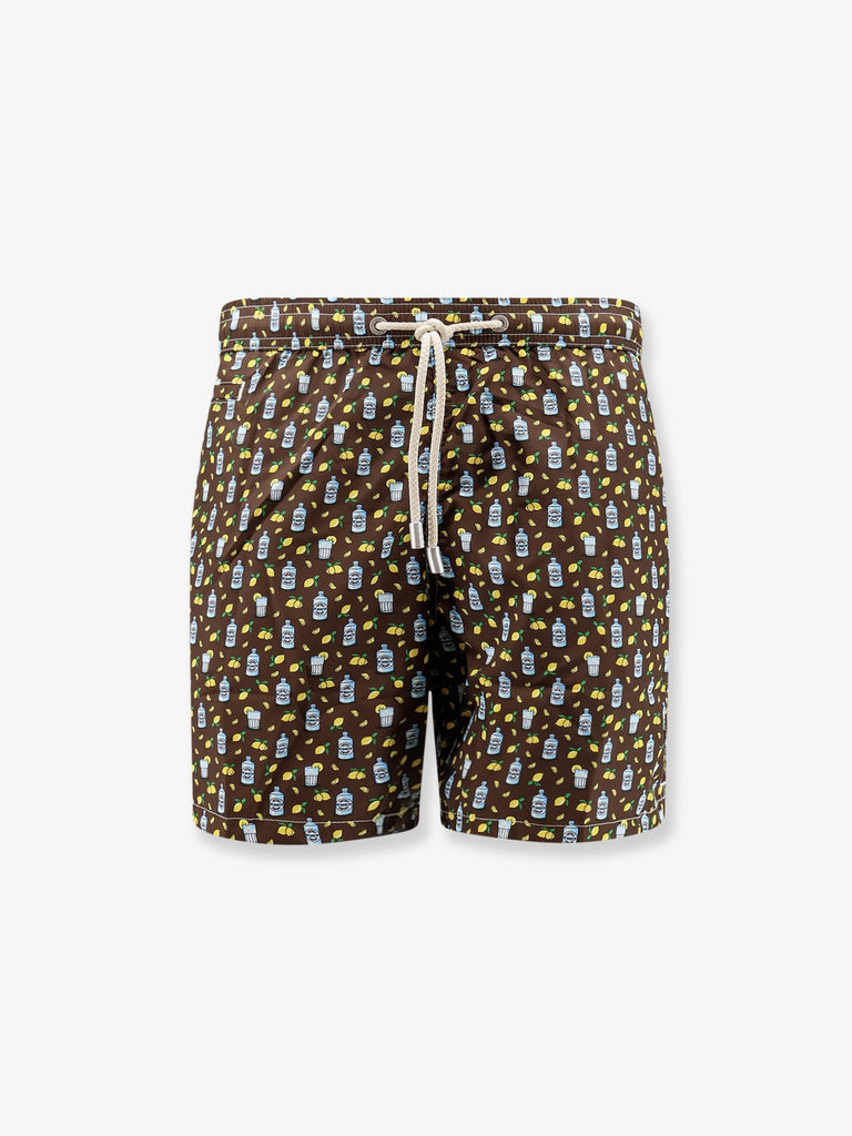 Nylon swim shorts with all-over micro pattern