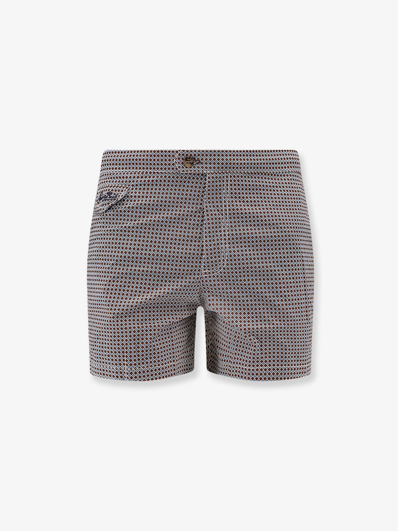 Nylon swim shorts with micro-pattern