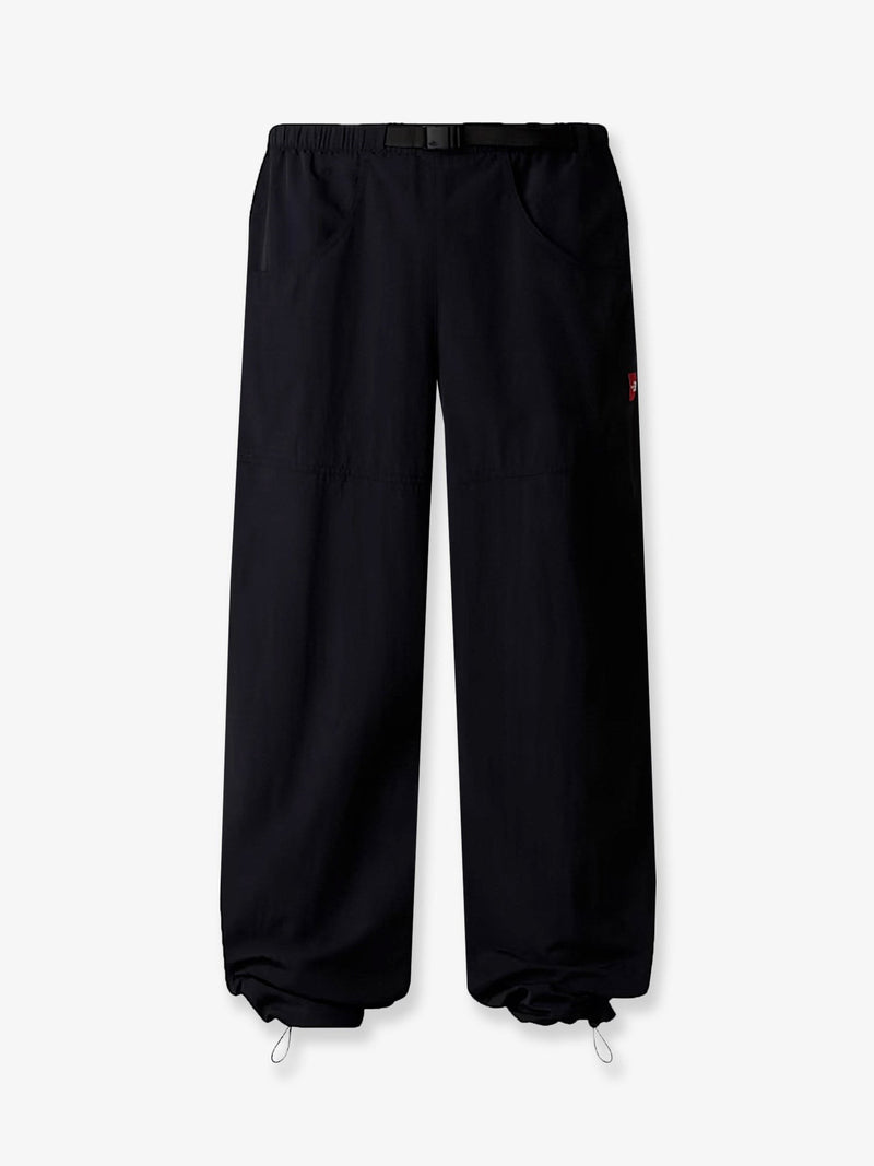 Nylon trousers with front logo patch