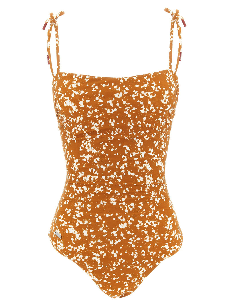 One-piece swimsuit off the shoulder