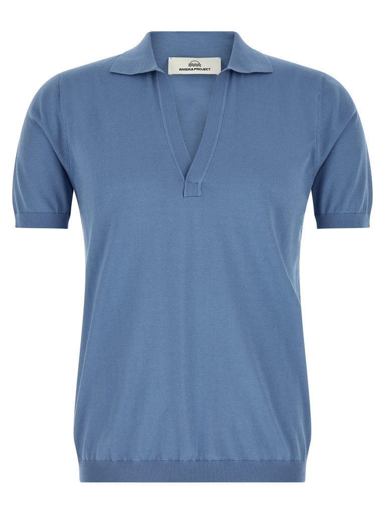 Open collar polo shirt