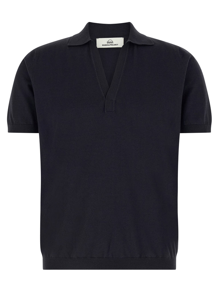 Open collar polo shirt