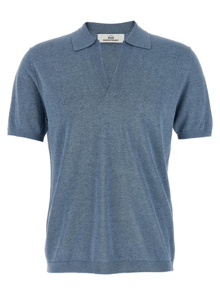 Open collar polo shirt