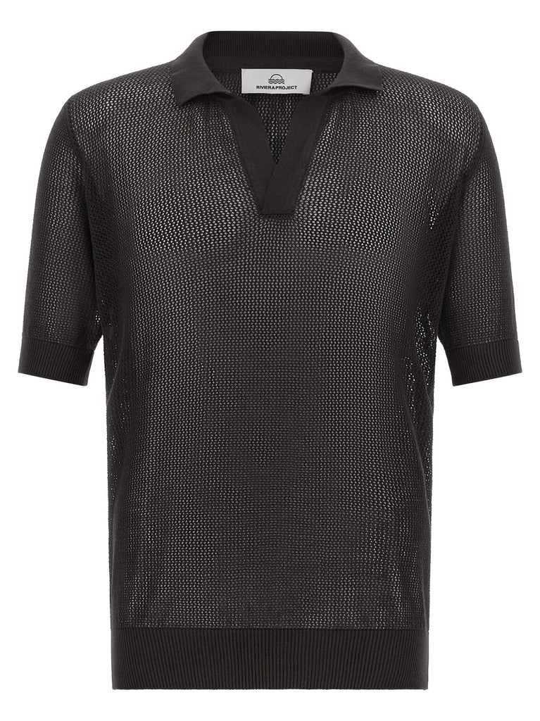 Openwork cotton polo shirt