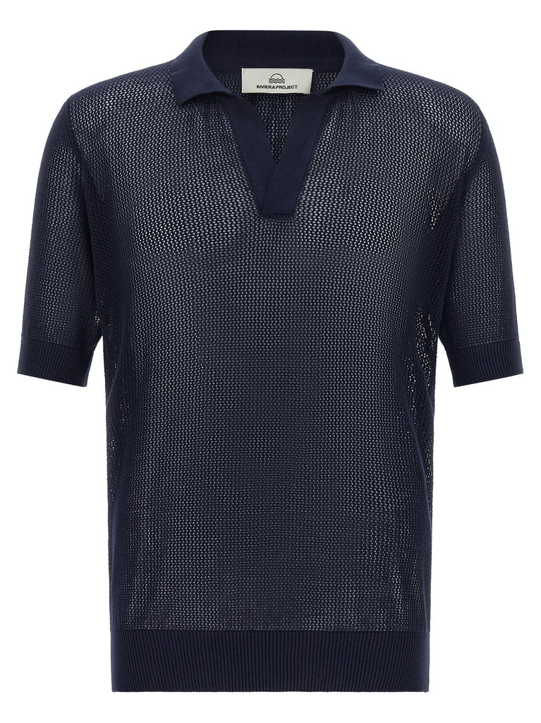 Openwork cotton polo shirt