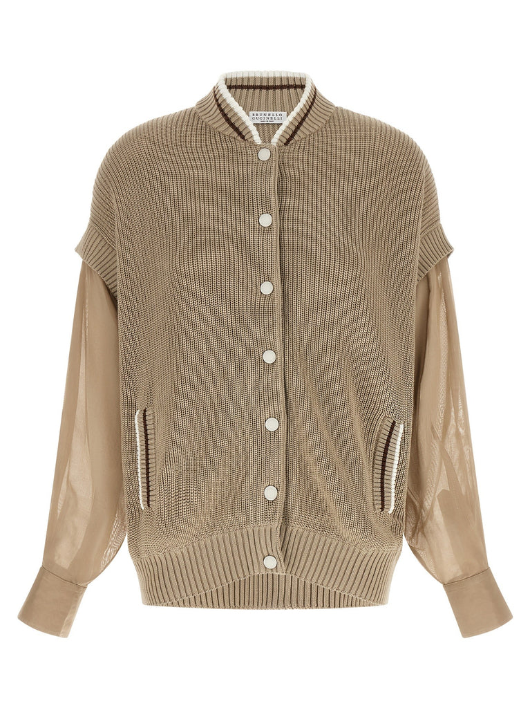 Organza sleeve cardigan