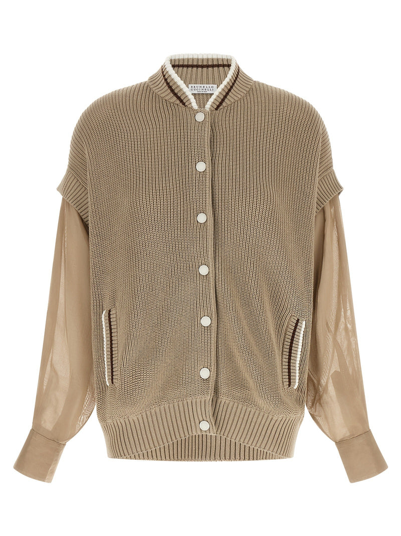 Organza sleeve cardigan