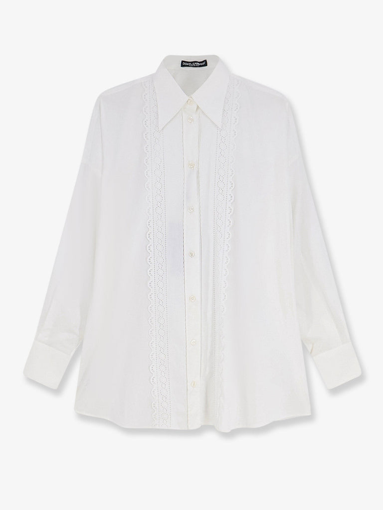 Oversize cotton shirt with laces profiles