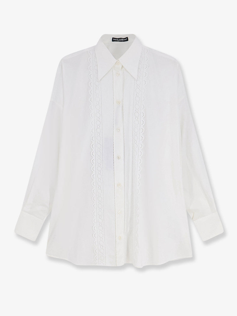 Oversize cotton shirt with laces profiles
