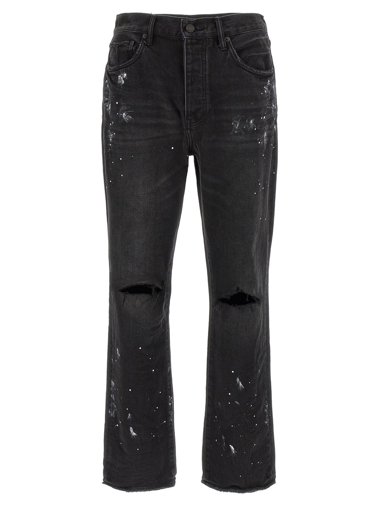 'P011 Knee Slit Paint' jeans